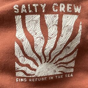 Salty Crew Sunburst Hooded Sweatshirt in Rust and White XL